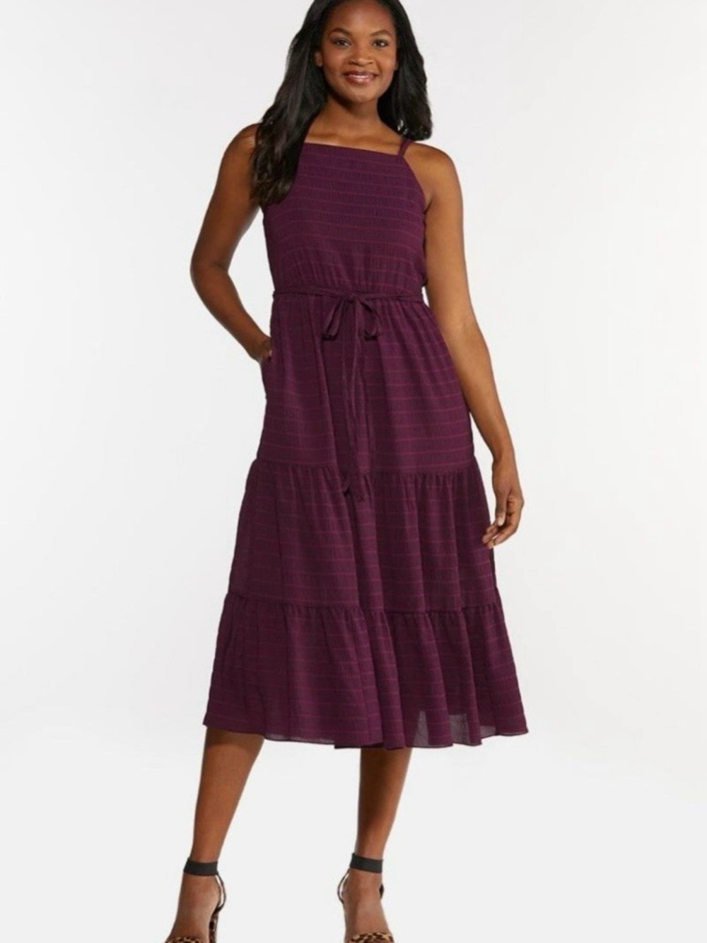 Cato Tiered Maxi Dress in Plum